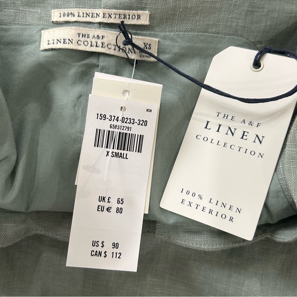 Abercrombie & Fitch Premium Linen Scalloped Mini Dress Sz XS NWT - Picture 4 of 4